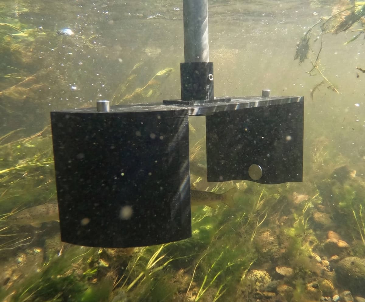 HabitatSense Water Flow and Level Sensor deployed underwater